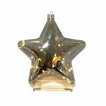 tellar Glow: Battery LED Blown Glass Black Silver Star for Ramadan Decoratives