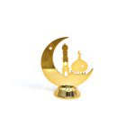 Gold Crescent Mosque Stand - Elegant Islamic Decorative Piece for Ramadan and Home Decor