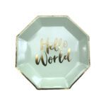 Hello World Green Gradient Hexagon Plate - Sweet Baby Celebration Decor
