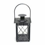 Ramadan Heritage: Antique Gold Metal & Glass Lantern for Timeless Decor