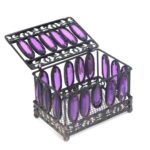 Vintage Purple Beads Old Gold Decorative Box for Ramadan