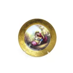 Golden Rim Round Romeo & Juliet Limoges Glass Plate