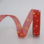 Red & Yellow Flower Linen Ribbon
