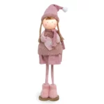 Sweetheart Woolly: Handcrafted Pink Girl Doll with Felt Heart - A Cherished Keepsake