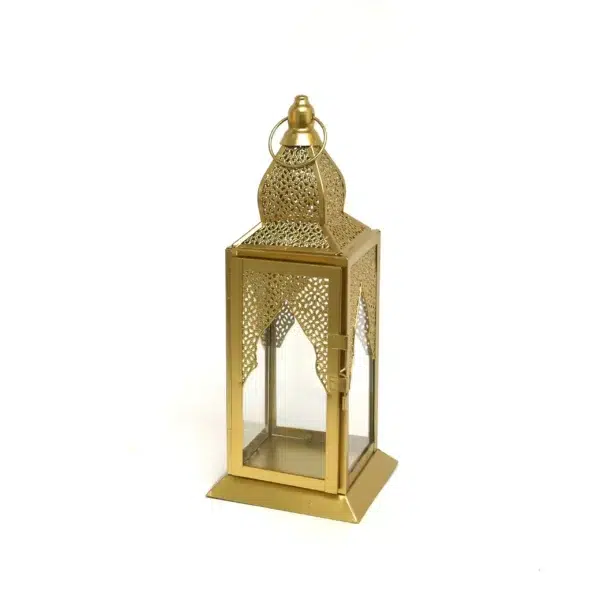 Exquisite Gold Arabesque Lantern with Square Base – Essential Ramadan Decoratives - Image 2
