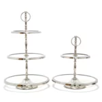 Rings Handle Two Levels Glass Cake Holder