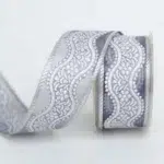 Blue Wave Embroidered Voile Ribbon