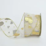 Gold Hearts Organza Ribbon