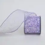 Purple & White Lines Organza Ribbon