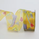 Yellow Tulips Drawings Organza Ribbon