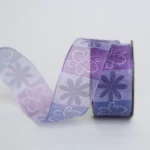 Butterfly Flower Purple Organza Ribbon