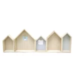 5 Sections House Shape Wooden Wall Decoration