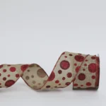 Rustic Charm: Red Dots Jute Ribbon - Natural Decor & Craft Accent