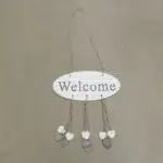 Wooden Welcome Hanger With Mini Pendulum Hearts