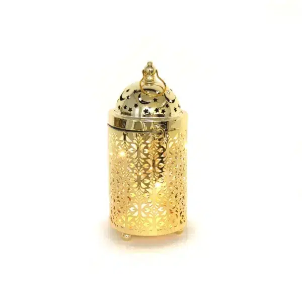 Exquisite Gold Arabesque LED Lantern – Illuminating Ramadan Decoratives