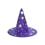 Purple and Gold Starry Witch Hat – Glamorous Halloween Costume Accessory for Witches, Sorceresses & Magical Costumes