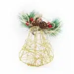 Gold Glitter Bell with Pines & Berries - Christmas Ornament