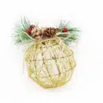 Sparkly Christmas Ball with Pines & Berries - Holiday Ornament