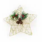 Glittered Net Star with Pines & Berries – Decorative Accessories for Christmas Collection & Seasonal Festive Decor