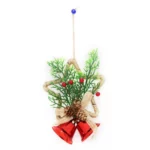 Jute Wrapped Star with 2 Bells, Berries & Pines – Rustic Christmas Hanging Decor