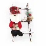 Hanging Cane Ladder with Santa & Pines – Decorative Accessories for Christmas Collection & Seasonal Holiday Décor