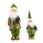 Seasonal Decorative Accessories: Woodland Green & Brown Wool Santa with Pine Leaves - Christmas Collection