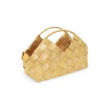 Wooden Bamboo V Neck Basket With Handle