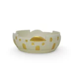 "Ivory Resin Mosque Bowl with Gold Window Accents - Sophisticated Ramadan Decorative Piece"