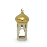 Ivory Resin Mosque with Light & Gold Dome - Elegant Ramadan Decorative Lantern