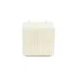 Ivory Ribbed Handmade Cube Candle