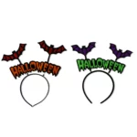 Halloween Word Glow Headband with 3D Spooky Charms - Light-Up Party Headpiece for Adults & Kids Costume