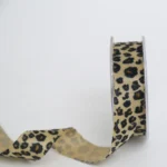 Beige Leopard Velvet Ribbon