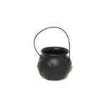 Black Embossed Witch with Bat Plastic Bucket – Spooky Trick-or-Treat Bucket for Halloween Parties and Gifts