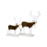 Wooden Natural Deer with Beige Suede – Elegant Rustic Christmas Décor