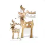 White Natural 2-Layers Deer with Jungle Bells – Rustic Christmas Decorative Accent