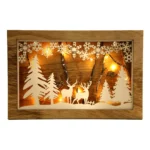 Christmas Deer Forest Within Rectangle Frame – Elegant Holiday Wall Décor