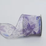 Purple & Silver Flower Organza Ribbon
