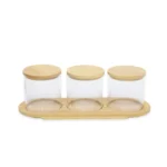 Glass Jar With Wooden Lid & Tray