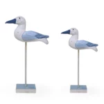 Seagull Bird on Stand – Wooden Coastal Décor Accent