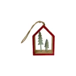 House Shape Frame with Christmas Tree Ornament: Festive Decor