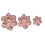 Pink Ivory Spongy 2 Layers Flower with Straw - Soft Floral Charm for Decor!
