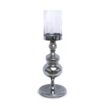Silver Base Transparent Glass Candle Holder