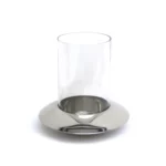 Silver Round Base Glass Candle Holder