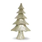 Glistening Holiday Spire: Gold & White Payette Christmas Tree Ornament - Elegant Festive Decor