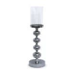 Four Nodes Silver Base Transparent Glass Candle Holder