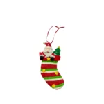 Santa in Stocking Ornament - Cute Clay Dough Christmas Decor