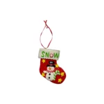 Snowman in Stocking Ornament - Cute Clay Dough Christmas Decor