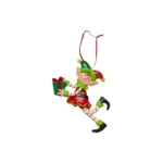 Elf with Gift Ornament - Cute Clay Dough Christmas Decor