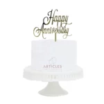 Gold Plexi "Happy Anniversary" Cake Topper - Dazzling Celebration Decor