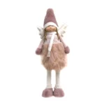 Soft Pink Angel with Fur and Scarf - Cute Christmas Decoration